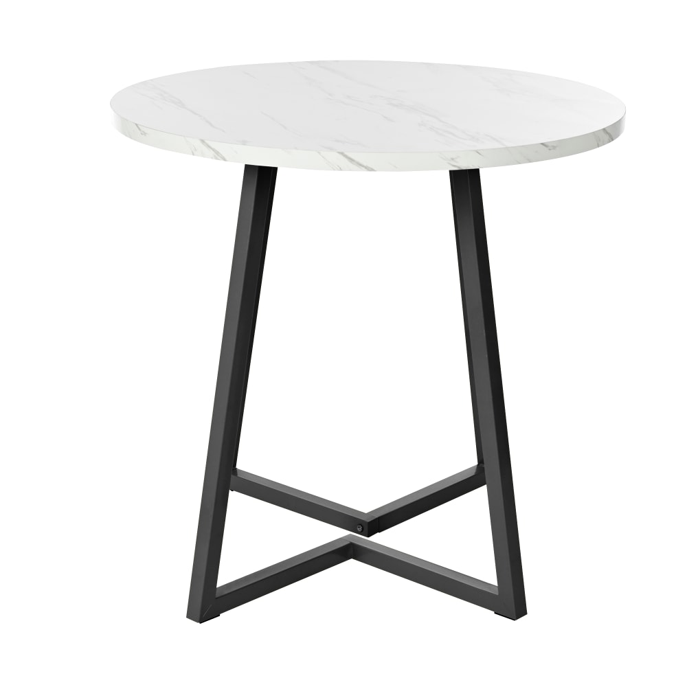 wohnli-moebel-suche-M26034127 Wohnli Möbelsuche - Runder Esstisch mit Metallgestell Marmormuster Ø80 cm Weiß