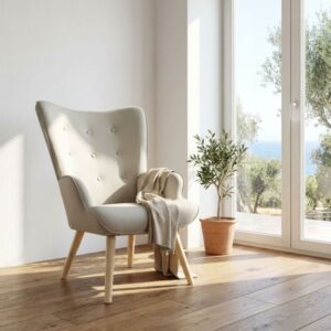 wohnli-moebel-suche-M26034241-1 Schaukelsessel mit Beine aus Holz beige 96x66x74cm 74x96x66cm PES - Polyester Beige MueMue Sofas und Sessel Sessel, Poufs und Fußbänke Sessel