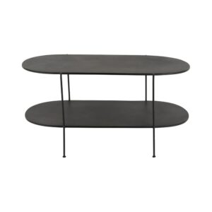 wohnli-moebel-suche-M26034246 Wohnli Möbelsuche - Ovaler Couchtisch aus schwarzem Metall mit zwei Ablagen