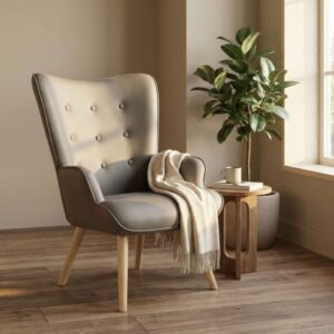 Schaukelsessel mit Beine aus Holz grau 96x66x74cm 74x96x66cm PES - Polyester Grau MueMue Sofas und Sessel Sessel, Poufs und Fußbänke Sessel