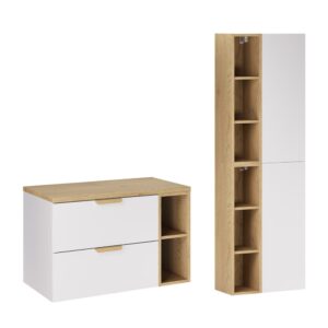 wohnli-moebel-suche-M26034422 Wohnli Möbelsuche - Doppelwaschtisch und Hängesäule 2 Schubladen