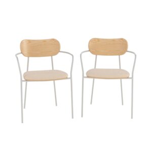 wohnli-moebel-suche-M26035589 Wohnli Möbelsuche - 2er Set stühle aus beigem Stoff und hellem Holzfurnier