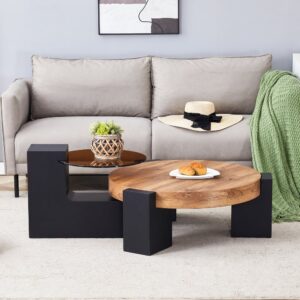wohnli-moebel-suche-M26036146-1 Zweistöckiger Couchtisch in Holz- und Glasoptik
