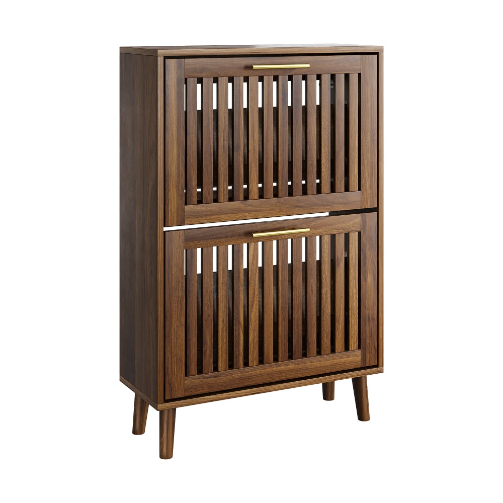 wohnli-moebel-suche-M26036172 Wohnli Möbelsuche - Schuhschrank in Dunkler Holzoptik mit 2 Lamellentüren