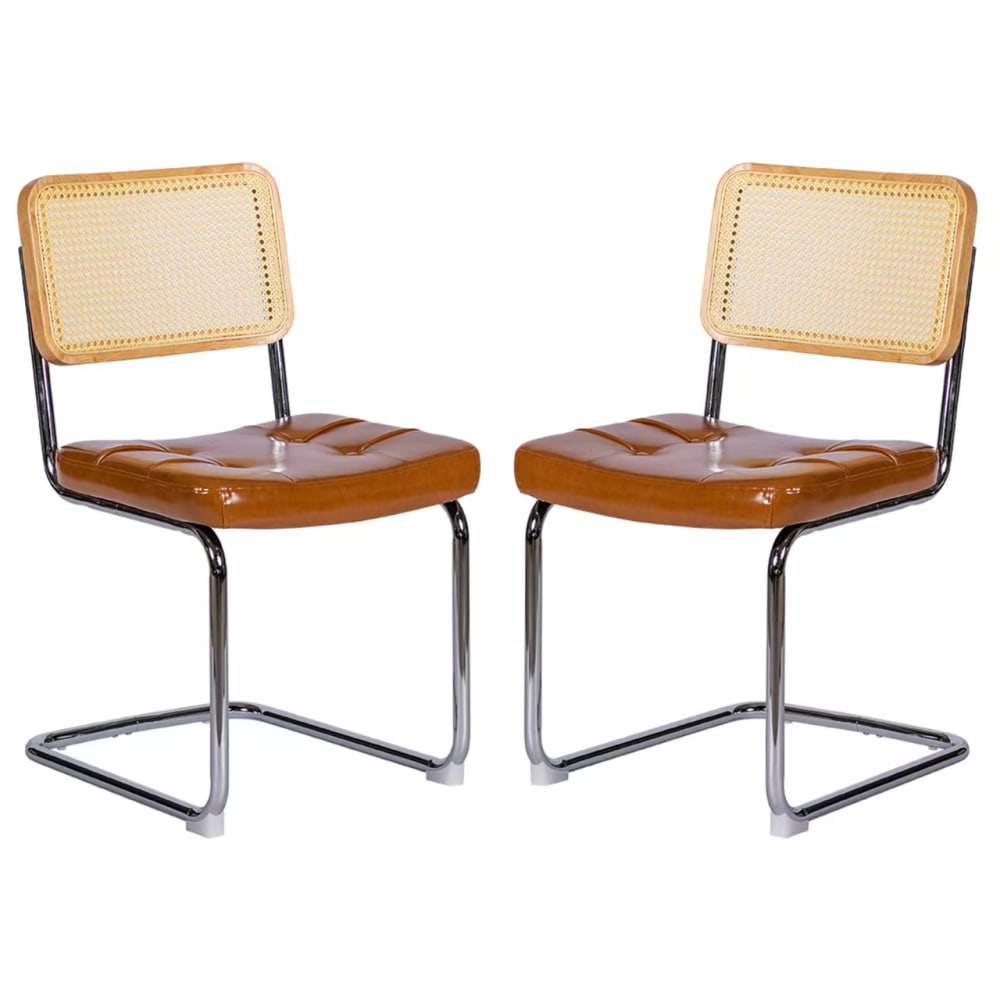 wohnli-moebel-suche-M26036190 Wohnli Möbelsuche - Set aus 2 Vintage-Esszimmerstühlen aus Rattan und Leder