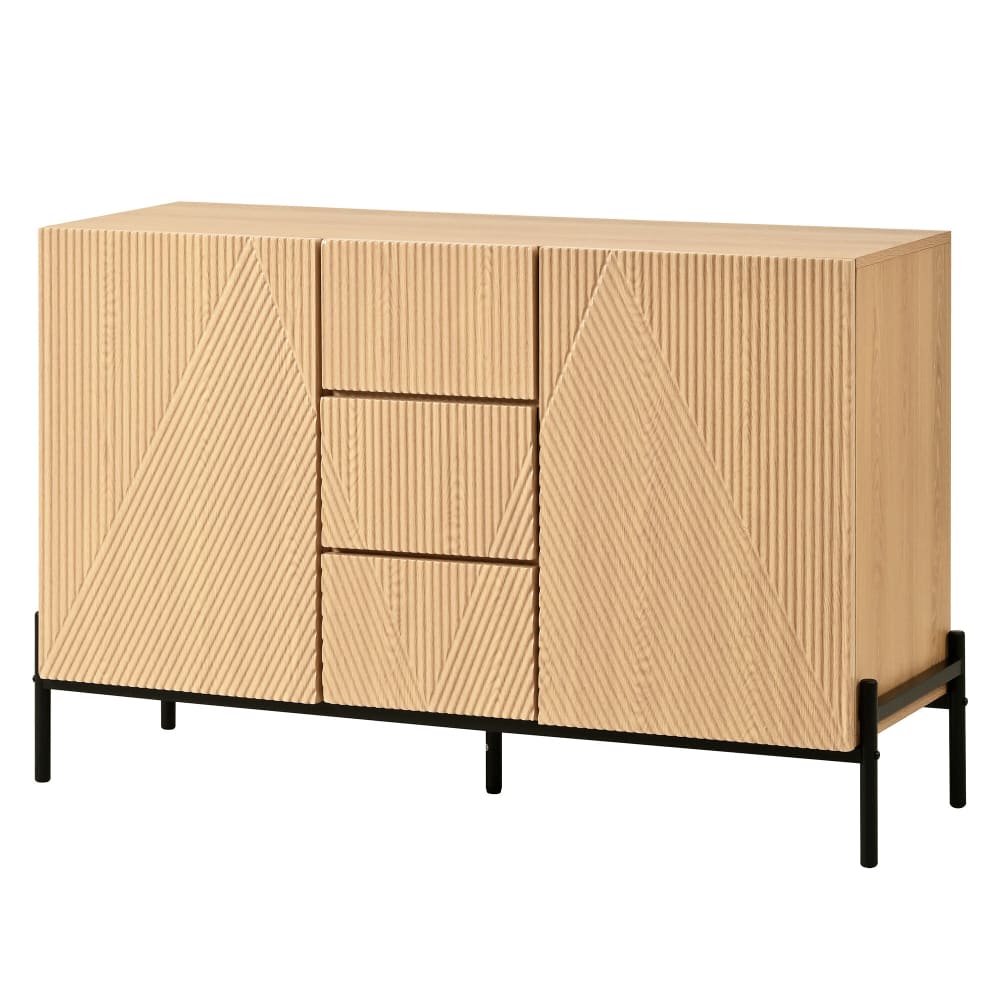 Wohnli Möbelsuche - Designer-Sideboard aus Naturholz mit Geometrischen Fronten