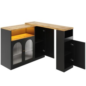 Wohnli Möbelsuche - Drehbarer Bartisch mit Holzoptik und Glastür