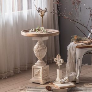 Beistelltisch Victoria aus Recyclingholz 0x63x0cm Holz Weiß Mathi Design Möbel Wohnzimmermöbel Beistelltische