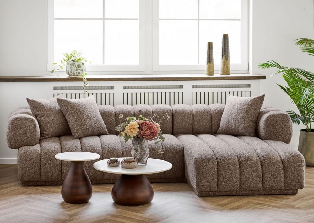Runder Beistelltisch Marmor und Holz D40 0x41x0cm Marmor Weiß House Nordic Möbel Wohnzimmermöbel Beistelltische