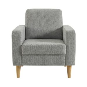 wohnli-moebel-suche-M26036815-1 Sessel mit Heveaholz und Chenille-Bezug hellgrau 79x86x81cm Holz Grau sweeek Sofas und Sessel Sessel, Poufs und Fußbänke Sessel