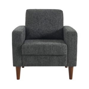 wohnli-moebel-suche-M26036816-1 Sessel mit Heveaholz und Chenille-Bezug dunkelgrau 79x86x81cm Holz Grau sweeek Sofas und Sessel Sessel, Poufs und Fußbänke Sessel