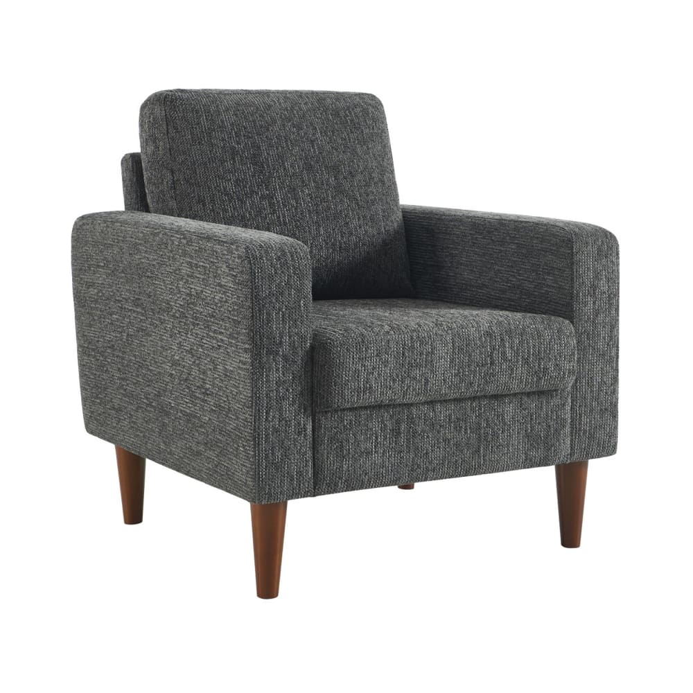 wohnli-moebel-suche-M26036816 Wohnli Möbelsuche - Sessel mit Heveaholz und Chenille-Bezug dunkelgrau