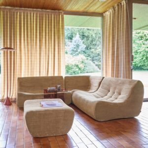 wohnli-moebel-suche-M26036825-1 5-Sitzer Ecksofa mit 5 Cordbezug und Hocker dunkelbeige 147x72x105cm Stoff Beige sweeek Sofas und Sessel Sofas Ecksofas