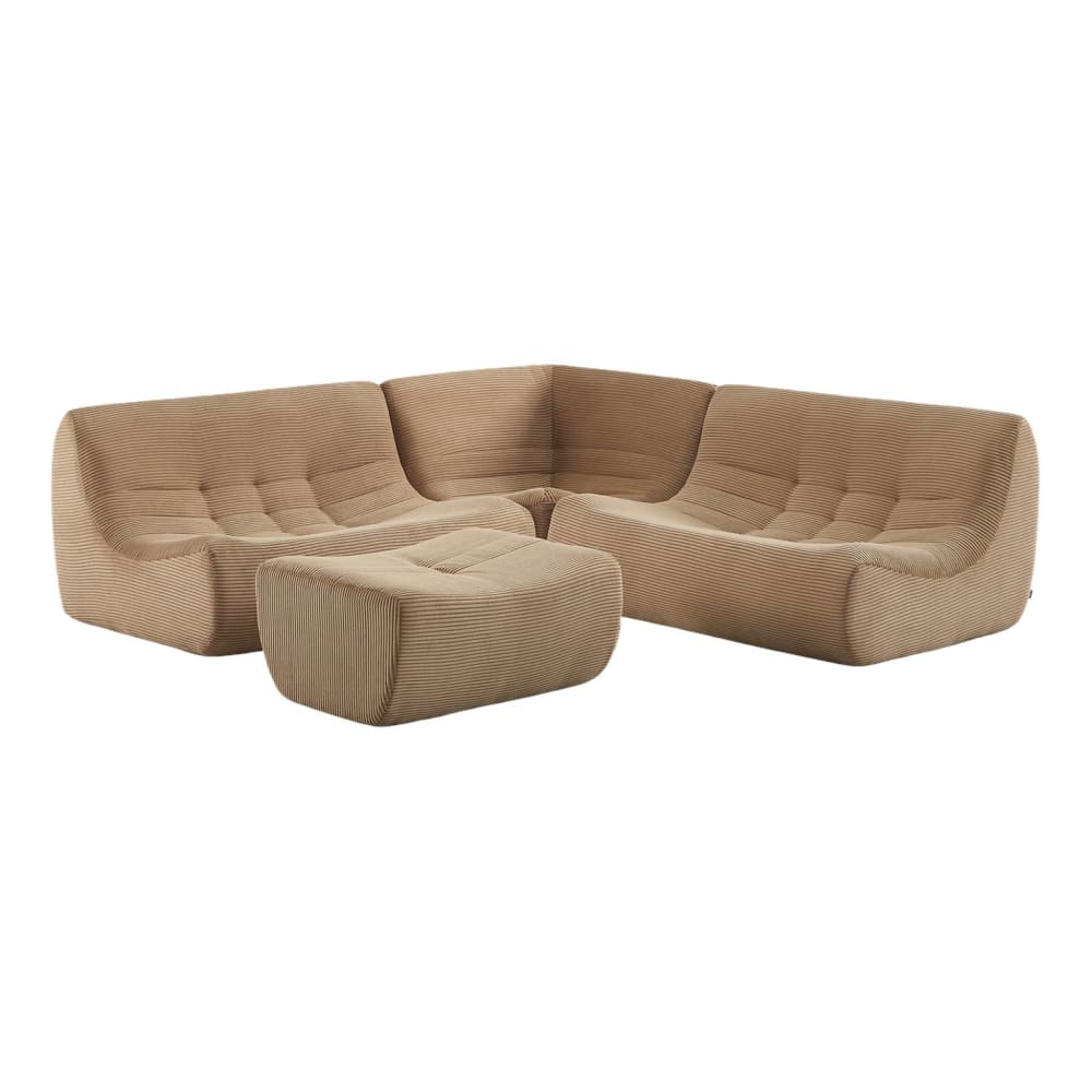 wohnli-moebel-suche-M26036825 Wohnli Möbelsuche - 5-Sitzer Ecksofa mit 5 Cordbezug und Hocker dunkelbeige