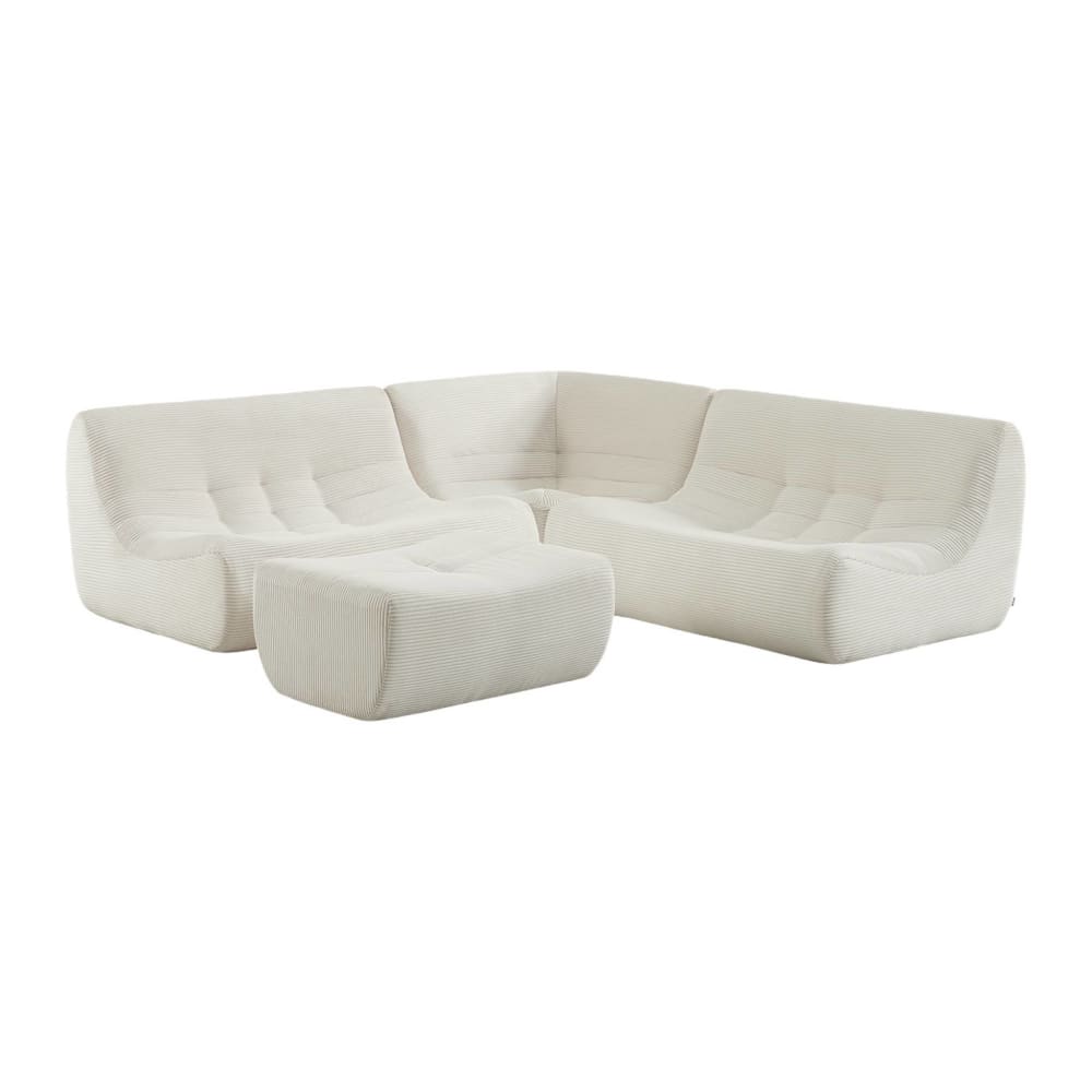 wohnli-moebel-suche-M26036840 Wohnli Möbelsuche - 5-Sitzer Ecksofa mit 5 Cordbezug und Hocker creme