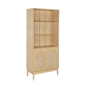Wohnli Möbelsuche - Regal Holzdekor und Rattan 2 Türen naturfarben