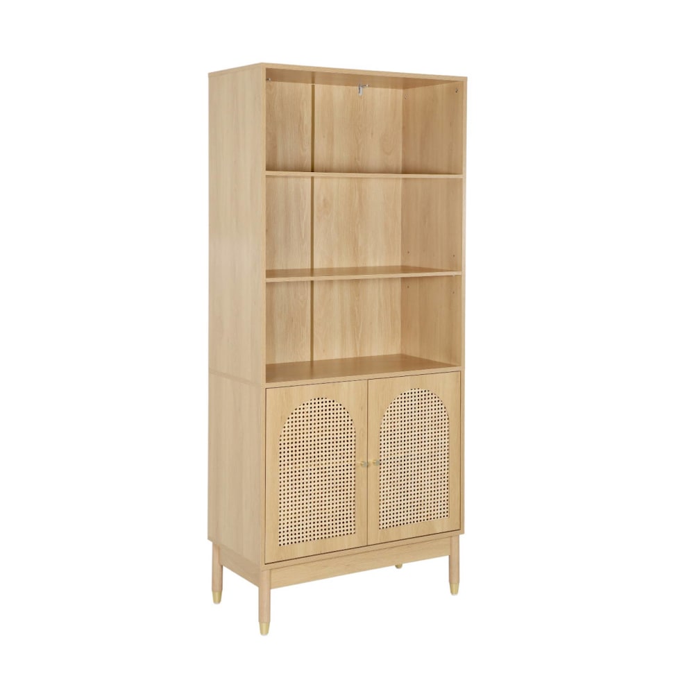 wohnli-moebel-suche-M26036851 Wohnli Möbelsuche - Regal Holzdekor und Rattan 2 Türen naturfarben