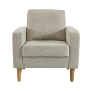 Sessel mit Heveaholz und Chenille-Bezug beige 79x86x81cm Holz Beige sweeek Sofas und Sessel Sessel, Poufs und Fußbänke Sessel