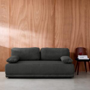 wohnli-moebel-suche-M26036934-1 3-Sitzer Schlafsofa mit Stauraum und Cordbezug in anthrazit 192x81x100cm Holz Grau sweeek Sofas und Sessel Sofas Sitzbank und Polsterbank
