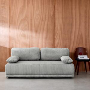 wohnli-moebel-suche-M26036935-1 3-Sitzer Schlafsofa mit Stauraum und Cordbezug in hellgrau 192x81x100cm Holz Grau sweeek Sofas und Sessel Sofas Schlafsofas