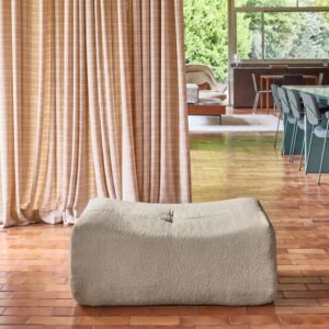 wohnli-moebel-suche-M26036956-1 Hocker mit strukturiertem Bouclé-Bezug für Sessel beige 88x35x70cm Stoff Beige sweeek Sofas und Sessel Sessel, Poufs und Fußbänke Sitzsäcke