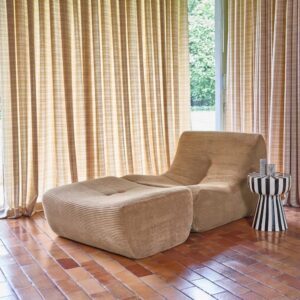 wohnli-moebel-suche-M26036966-1 Sessel mit Cordbezug und Hocker dunkelbeige 91x72x105cm Stoff Beige sweeek Sofas und Sessel Sessel, Poufs und Fußbänke Sessel