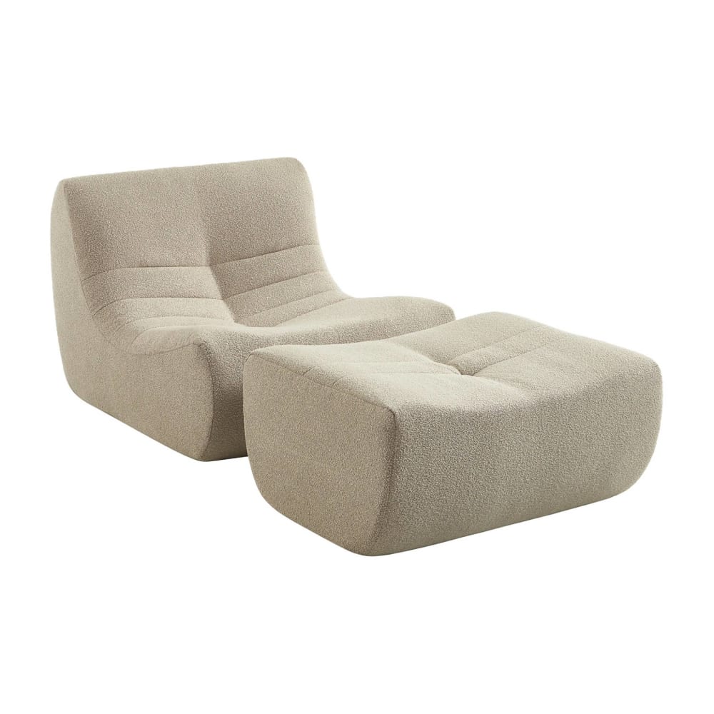 wohnli-moebel-suche-M26036971 Wohnli Möbelsuche - Sessel mit strukturiertem Bouclé-Bezug und Hocker beige