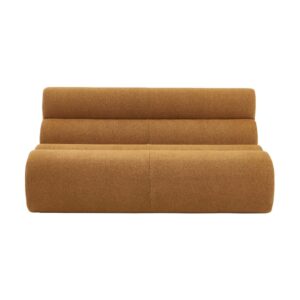 wohnli-moebel-suche-M26036981-1 2-Sitzer Sessel mit strukturiertem Bouclé-Bezug senfgelb 162x75x99cm Stoff Braun sweeek Sofas und Sessel Sessel, Poufs und Fußbänke Sessel