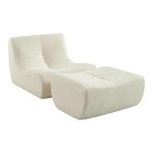 wohnli-moebel-suche-M26037001 Wohnli Möbelsuche - Sessel mit strukturiertem Bouclé-Bezug und Hocker weiß