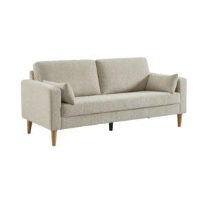 Wohnli Möbelsuche - 3-Sitzer Sofa mit Heveaholz und Chenille-Bezug beige