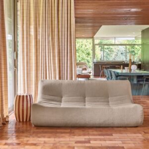 3-Sitzer Sofa mit strukturiertem Bouclé-Bezug beige 182x72x105cm Stoff Beige sweeek Sofas und Sessel Sofas 2-Sitzer-Sofas & 3-Sitzer-Sofas
