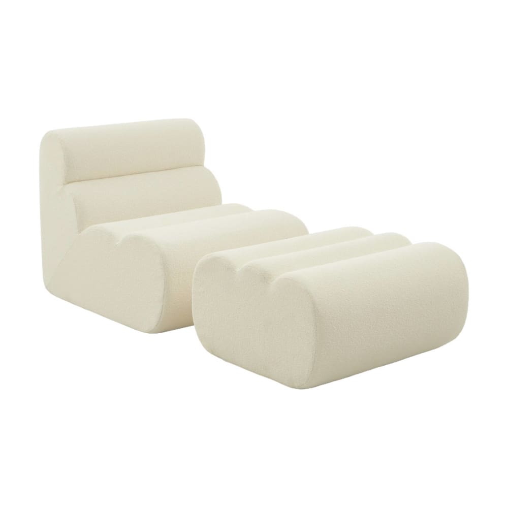 wohnli-moebel-suche-M26037071 Wohnli Möbelsuche - Sessel mit Bouclé-Bezug und Hocker weiß