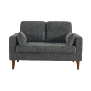 wohnli-moebel-suche-M26037120-1 2-Sitzer Sofa mit Heveaholz und Chenille-Bezug dunkelgrau 130x86x82cm Holz Grau sweeek Sofas und Sessel Sofas 2-Sitzer-Sofas & 3-Sitzer-Sofas