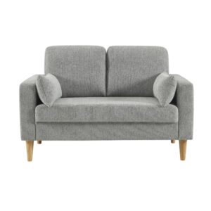 wohnli-moebel-suche-M26037124-1 2-Sitzer Sofa mit Heveaholz und Chenille-Bezug hellgrau 130x86x82cm Holz Grau sweeek Sofas und Sessel Sofas 2-Sitzer-Sofas & 3-Sitzer-Sofas
