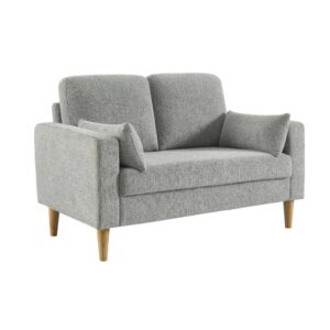 Wohnli Möbelsuche - 2-Sitzer Sofa mit Heveaholz und Chenille-Bezug hellgrau