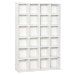 wohnli-moebel-suche-M26039110-1 24-Fach-Multimedia-Aufbewahrungsmöbel Weißholz 89x131x20cm Holz Weiß Homcom Möbel Wohnzimmermöbel Bücherregale
