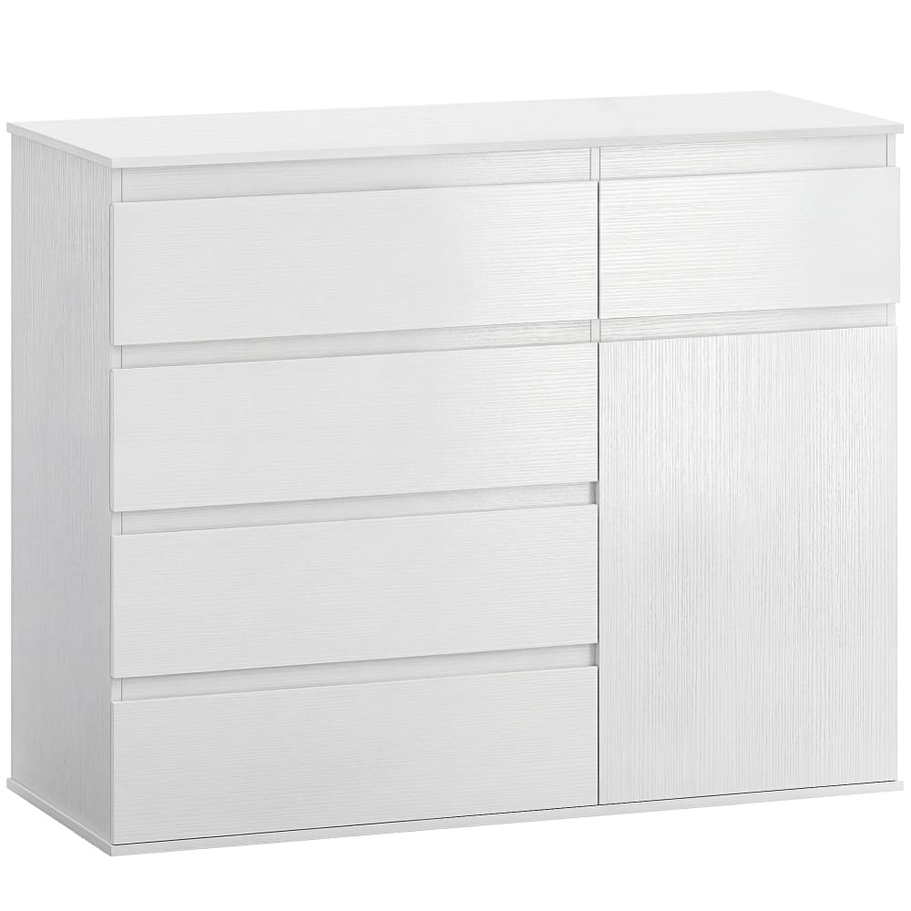 wohnli-moebel-suche-M26039340 Wohnli Möbelsuche - Commode 5 tiroirs étagère réglable porte à fermeture douce bois blanc