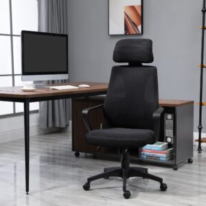 wohnli-moebel-suche-M26039443-1 Chaise bureau ergonomique hauteur réglable maille noir 64x126x55cm PES - Polyester Schwarz Vinsetto Möbel Büromöbel Bürostühle