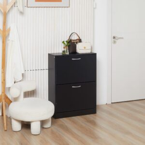 Armoire à chaussures meuble à chaussures bois noir 10x10x10cm Holz Schwarz Homcom Möbel Flurmöbel Schuhschränke