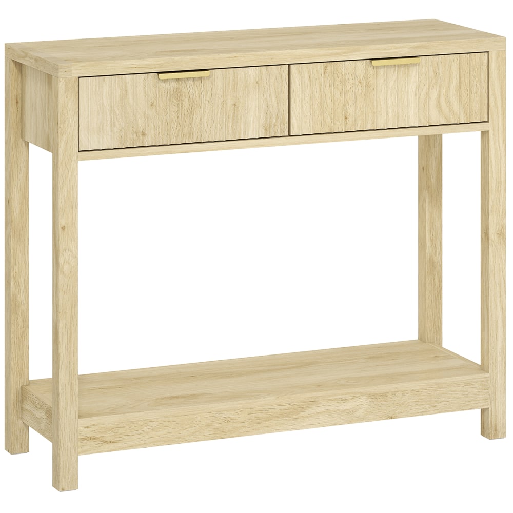 wohnli-moebel-suche-M26039520 Wohnli Möbelsuche - Console meuble 2 tiroirs rainurés et étagère bois naturel