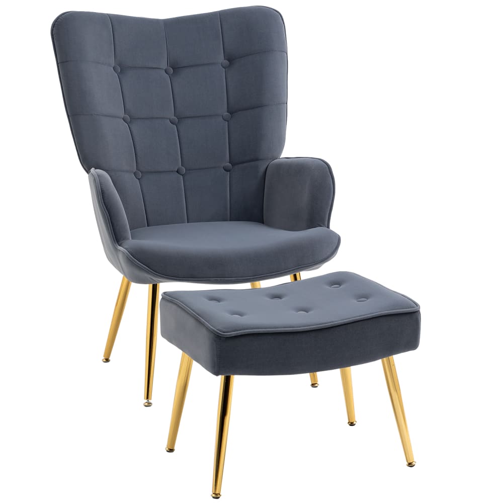 wohnli-moebel-suche-M26039538 Wohnli Möbelsuche - Fauteuil avec repose-pied dossier haut tissu velours gris foncé