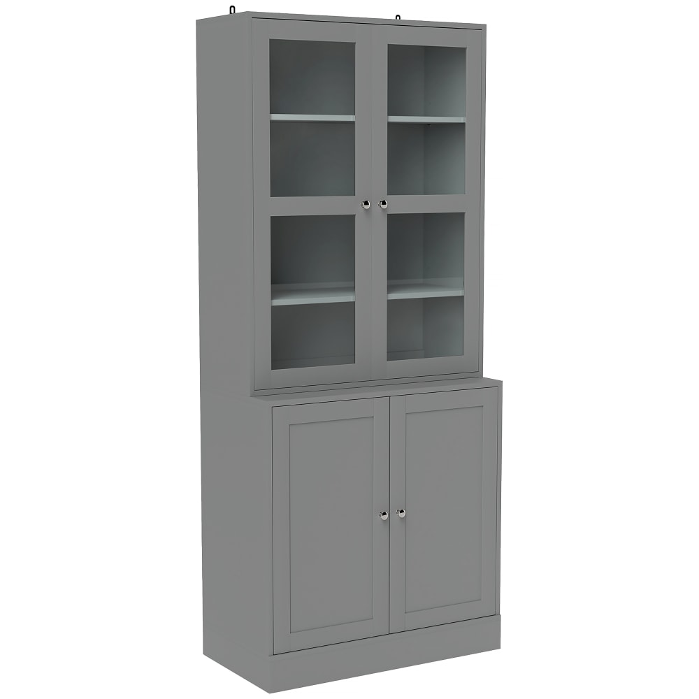 Wohnli Möbelsuche - Bibliothèque vitrine 6 niveaux étagères réglables MDF gris
