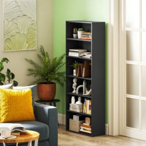 wohnli-moebel-suche-M26039547-1 Bibliothèque 5 niveaux bois noir 60x159x24cm Holz Schwarz Homcom Möbel Wohnzimmermöbel Bücherregale