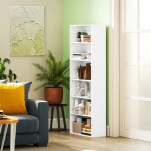 Bibliothèque 6 niveaux blanc 60x159x24cm Holz Weiß Homcom Möbel Wohnzimmermöbel Bücherregale