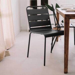 wohnli-moebel-suche-M26039894-1 Metallstuhl im industriellen Stil Kohlengrau 53x83x42cm Stahl Grau Oviala Möbel Esszimmermöbel Stühle