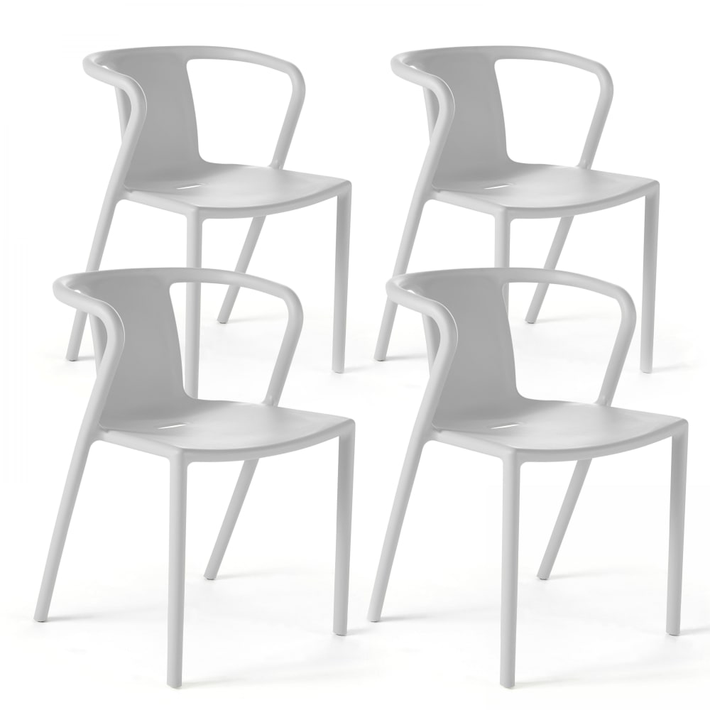 Wohnli Möbelsuche - 4er-Set Designgartensessel aus Kunststoff Weiß