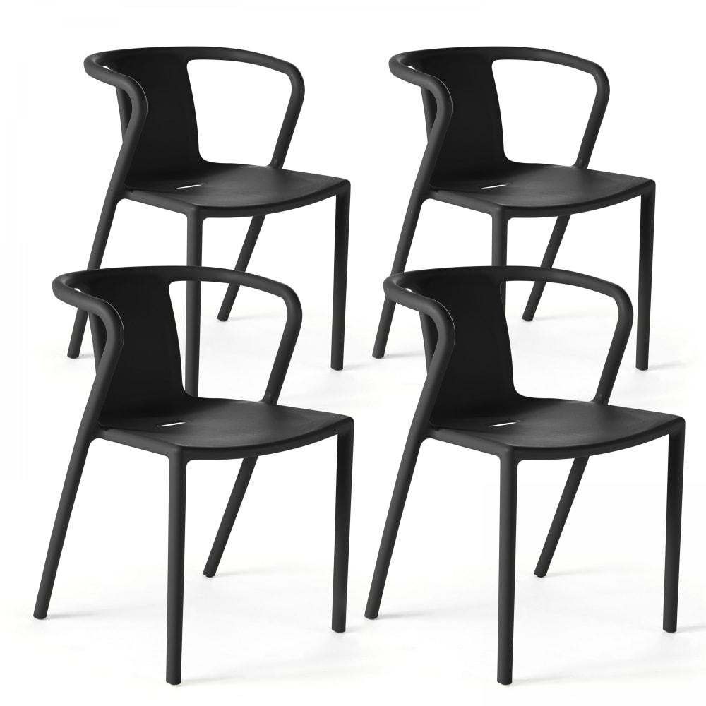 Wohnli Möbelsuche - 4er-Set Designgartensessel aus Kunststoff Schwarz