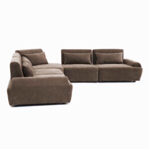 wohnli-moebel-suche-M26040825-1 Modulares verstellbares 5-Sitzer-Ecksofa 340 cm Schokoladenbraun 340x82x340cm PES - Polyester Braun Oviala Sofas und Sessel Sofas Ecksofas