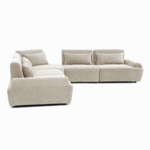 Modulares 5-Sitzer-Ecksofa mit verstellbarer Rückenlehne 340 cm ecru 340x82x340cm PES - Polyester Weiß Oviala Sofas und Sessel Sofas Ecksofas