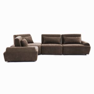 Modulares 4-Sitzer-Ecksofa mit verstellbarer 340 cm schokoladenbraun 340x82x231cm PES - Polyester Braun Oviala Sofas und Sessel Sofas Ecksofas